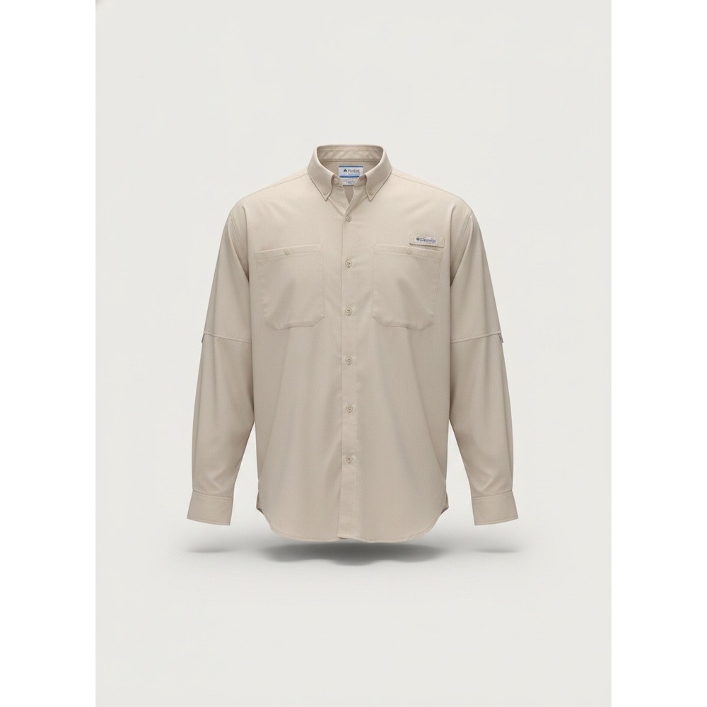 Columbia PFG Tamiami II LS Fishing Shirt Mens XXL Tan Ripstop Ventilated 1658
